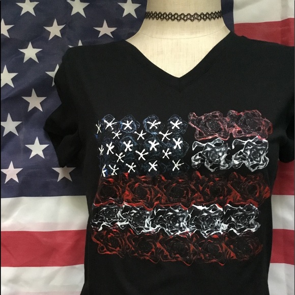Faded Glory Tops - USA Flag T-shirt! Hand Painted! One Of A Kind!